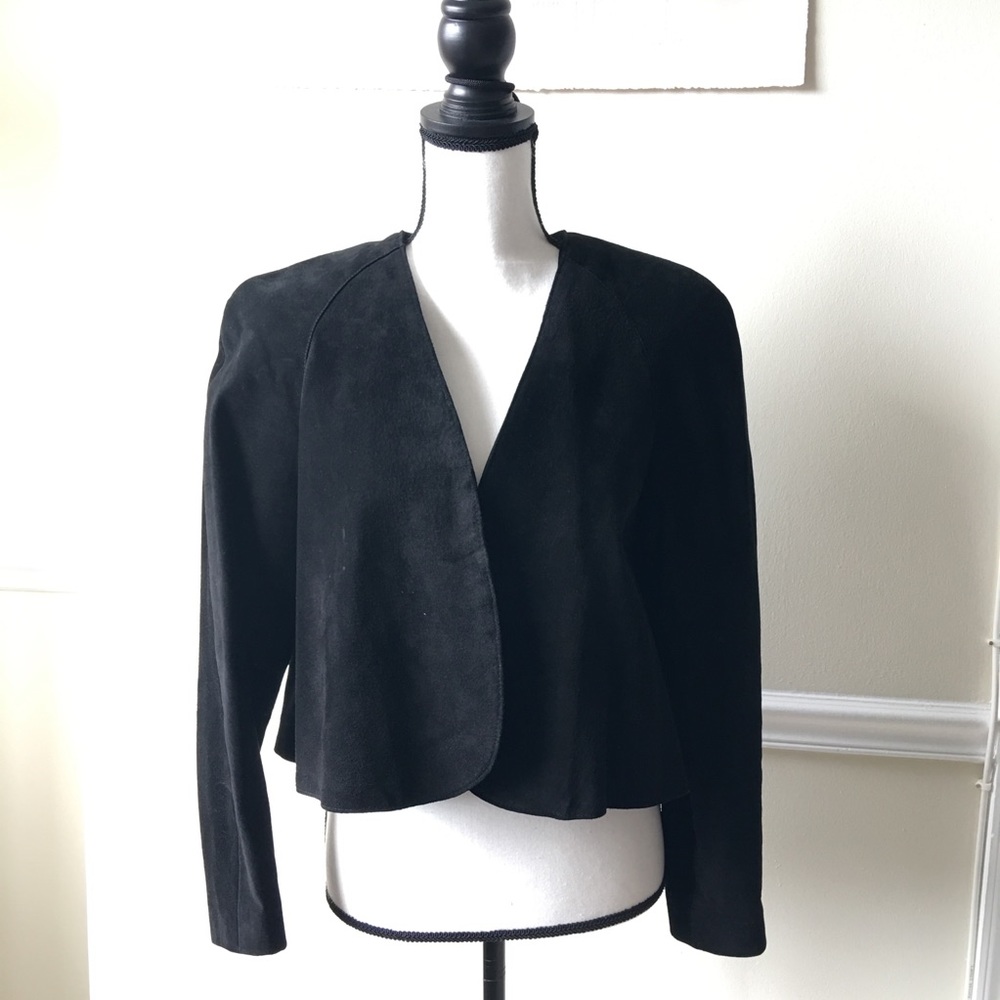 Danier suede ruffle black rocker blazer coat